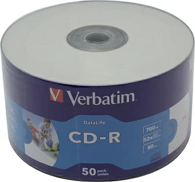 Диск CD-R Verbatim  700Mb 52x sp. printable  уп.50 шт 43794