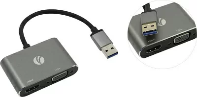 VCOM CU322M Кабель-адаптер USB  -> HDMI(F)+VGA(F)