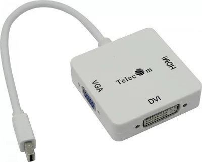 Telecom TA556 Кабель-адаптер miniDisplayPort(M) -> VGA (15F)DVI(F)/HDMI 19(F)