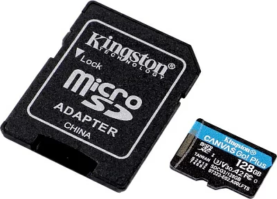 Карта памяти Kingston SDCG3/128GB microSDXC Memory Card 128Gb A2 V30 UHS-I U3 +  microSD-->SD Adapter