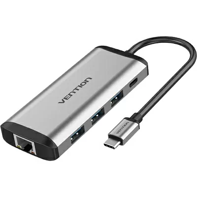 Vention <THAHB> Кабель-адаптер  USB-C  -> HDMI(F)+3xUSB3.0+PD+SD/microSD CR