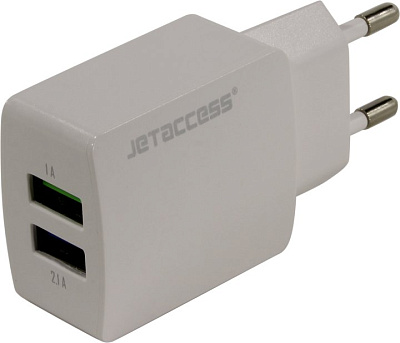 JETACCESS UC-Z25 White Зарядное устройство USB (Вх. AC100-240V  Вых. DC5V10W 2xUSB)