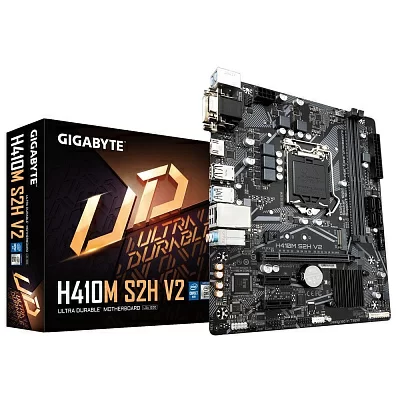 Мат. плата GIGABYTE H410M S2H V2 (RTL) LGA1200 <H470> PCI-E Dsub+DVI+HDMI GbLAN  SATA MicroATX  2DDR4