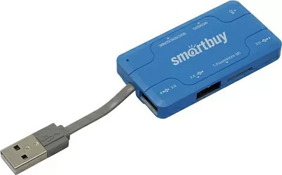 Накопитель Smartbuy SBRH-750-B 3-port  USB2.0  Hub+MMC/SDHC/microSD/MS(/Pro/Duo/M2) Card Reader/Writer