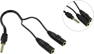 Defender Headset Jack 63012  Кабель-переходник  4-pin Jack3.5-M  -->2xJack3.5-F