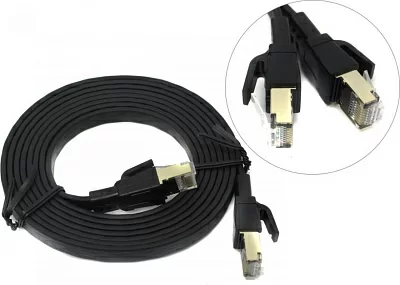 Кабель Patch Cord FTP  кат.8 2м чёрный плоский