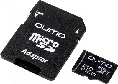 Карта памяти Qumo QM512GMICSDXC10U3 microSDXC 512Gb Class10 UHS-I  U3  + microSD-->SD  Adapter