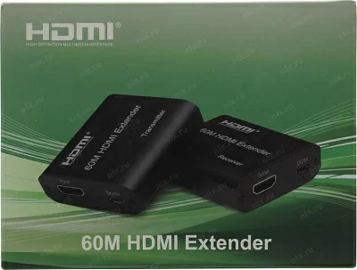 Удлинитель <RPT-60> HDMI Extender (HDMI 19F -> RJ45 -> HDMI 19F до 60м) питание от  USB