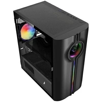 Корпус Miditower 1STPLAYER INFINITE SPACE IS3 <IS3-BK-1F2>  Black  MicroATX без БП