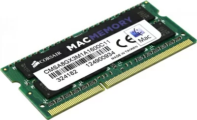 Модуль памяти Corsair Mac Memory CMSA8GX3M1A1600C11 DDR3 SODIMM 8Gb PC3-12800 CL11 (for NoteBook)