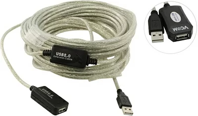 VCOM VUS7049-15м Кабель удлинительный активный  USB 2.0-repeater A-->A 15м