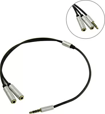 Переходник  4-pin Jack3.5-M -->2xJack3.5-F