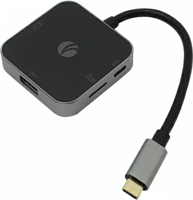 VCOM CU457 Кабель-адаптер USB-C  ->  HDMI(F)+microSD CR+USB3.0+USB-C  port