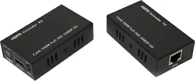 Удлинитель HDMI Extender (HDMI 19F -> RJ45 -> HDMI  19F до 60м) +б.п.