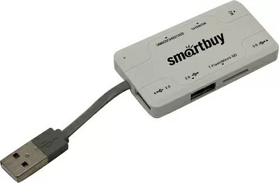 Накопитель Smartbuy SBRH-750-W USB2.0 MMC/SD/microSD/MS(/Pro/Duo/M2) Card  Reader/Writer+3portUSB2.0