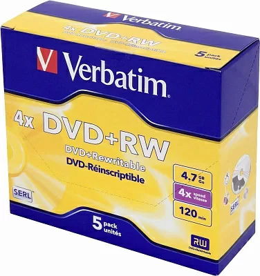 Диск DVD+RW Disc Verbatim   4.7Gb  4x <уп.  5 шт>  <43229>