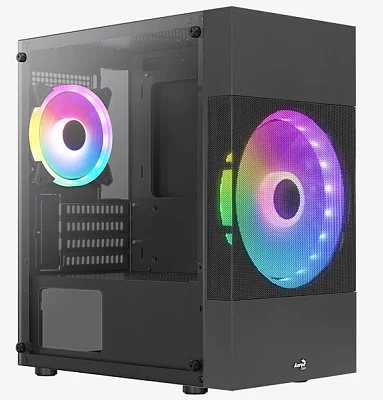 Корпус Minitower Aerocool <Atomic Lite-G-BK-V2> Black MicroATX без  БП