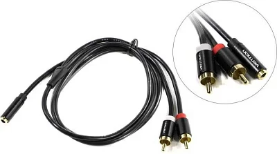 Vention VAB-R01-S100 Кабель Jack3.5-F -->  2RCA-M 1м