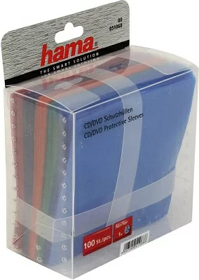 Hama 51068 Конверты для CD/DVD на 1 диск 5 цветов  полипропиленовые  уп. 100  шт