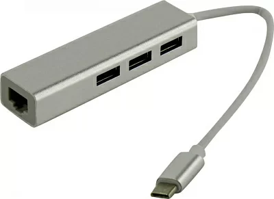 Сетевая карта USB3.0 Hub USB-C --> 3  port  USB3.0 A  +GbLAN