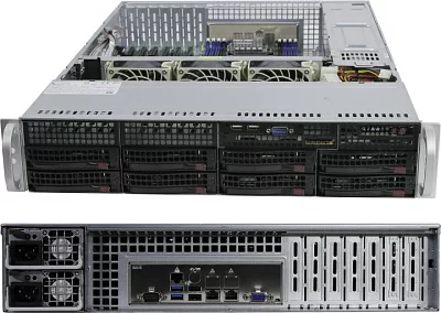 Платформа SuperMicro 2U 6029P-TR (LGA3647 C621 4xPCI-E SVGA SATA RAID8xHS SAS/SATA  2xGbLAN  16DDR4 1000W HS)