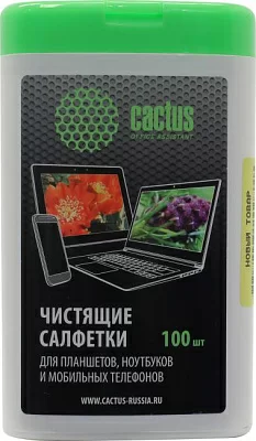 Cactus CS-T1005 Чистящие салфетки для планшетов ноутбуков  и смартфонов  (100шт)