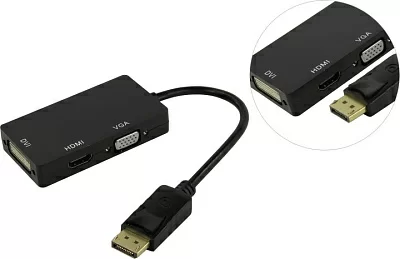 Кабель-адаптер DisplayPort(M)  ->  DVI  (29F)/HDMI 19(F)/VGA  (15F)