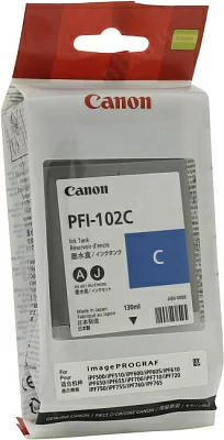 Чернильница Canon PFI-102C Cyan для  iPF500/510/600/605/610/650/655/700/710/720/750/755/760/765