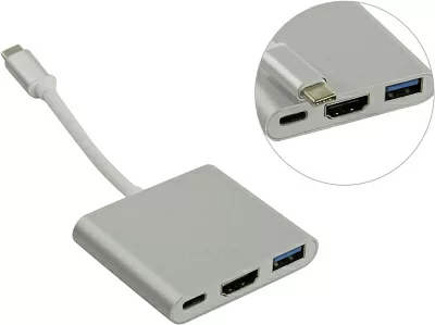 Конвертер Кабель-адаптер USB-C -> HDMI  (F)  + USB3.0+USB-C  port