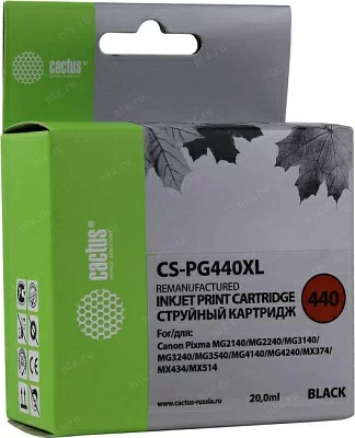 Картридж Cactus CS-PG440XL Black для Canon PIXMA  MG2140/2240/3140/3240/3540/4140MX374/434(восстановлен из  б/у)