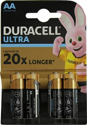 Элемент питания Duracell ULTRA MX1500-4 (LR6) Size AA 1.5Vщелочной  (alkaline) уп.4 шт