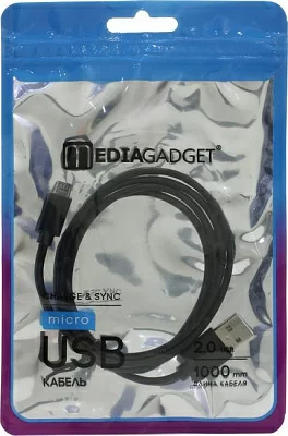 Mediagadget MGMCU12PBK Кабель  USB AM-->micro-B  1м