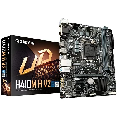 Мат. плата GIGABYTE H410M H V2 (RTL) LGA1200 <H470> PCI-E Dsub+HDMI GbLAN SATA RAID MicroATX  2DDR4