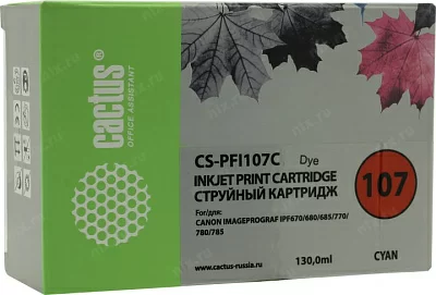 Картридж Cactus CS-PFI107C  Cyan  для Canon iPF670/680/685/770/780/785