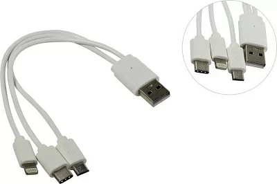 KS-is KS-478W-0.2 Кабель USB  AM  --> micro-B/USB-C/Lightning  0.2м