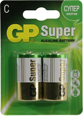 Элемент питания GP Ultra/Super 14A(U)-2/ (LR14) Size "C" 1.5V щелочной (alkaline)  уп.2 шт