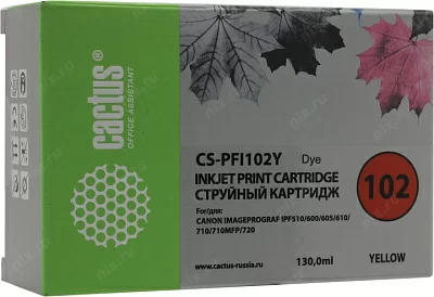 Картридж Cactus CS-PFI102Y  Yellow для Canon iPF510/600/605/610/710/720