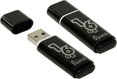 Накопитель SmartBuy Glossy SB16GBGS-K USB2.0 Flash Drive  16Gb (RTL)