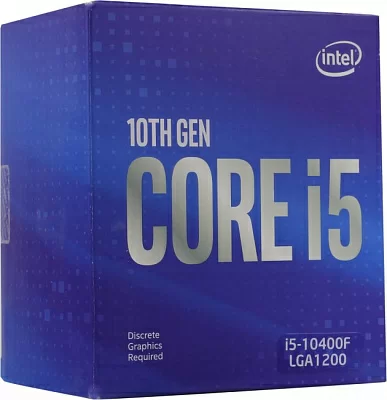 Процессор CPU Intel Core i5-10400F BOX  2.9  GHz/6core/12Mb/65W/8 GT/s  LGA1200