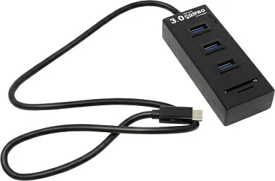 Разветвитель Orient JK-331 USB3.0 Hub  3 port  + SD/microSD  Card Reader подкл. USB-C