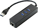 Сетевая карта Orient JK-340 USB3.0 Hub  3 port + LAN  UTP 1000Mbps