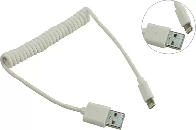 Smartbuy iK-512sp white Кабель  USB  AM-->Lightning 1м  спиральный