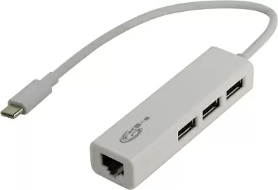 Разветвитель KS-is KS-339 USB2.0 Hub  3 port LAN подкл.  USB-C