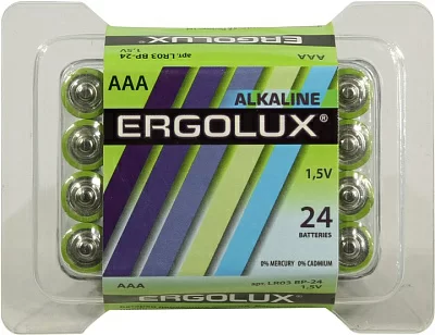 Элемент питания Ergolux LR03 BP-24 Size AAA щелочной  (alkaline)  уп. 24 шт