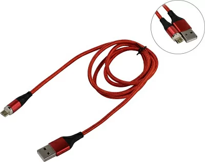 JETACCESS JA-DC28 1м Red Кабель USB 2.0 AM-->съёмный магнитный USB micro-B 1м