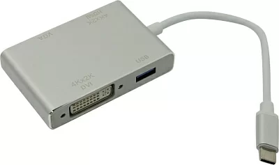 Конвертер Кабель-адаптер  USB-C ->  HDMI(F)+VGA(15F)+DVI(F)+USB3.0